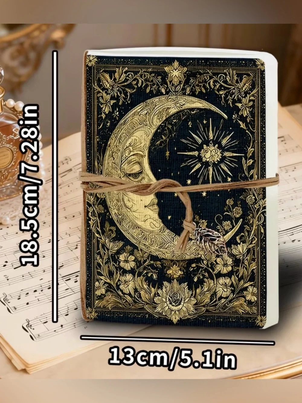 Celestial Moon Embossed Journal - Black & Gold